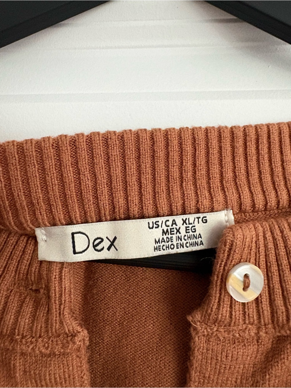Dex Button-Front Crewneck Cardigan in Rust Brown - Picture 2 of 4